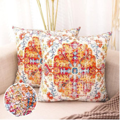 CARRIE HOME Burnt Orange Boho āra spilvenu pārvalki 18 x 18 collu ūdensnecaurlaidīgi 2 Pack Terracotta Rust Decorative Throw Pillow Boho āra verandas dekori terases mēbelēm (bez ieliktņiem)