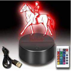 jovalus 3D ilūzijas nakts lampa Zirgs personalizēts ar vēlamo vārdu Ietver tālvadības pulti USB kabelis 7 krāsas kā dekoratīva gaisma jātniekam un jātniekam (Dresūra)