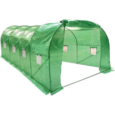 4 m x 3 m begehbarer Folientunnel mit aufrollbarer Tür & Fenstern Wolf Growhouse Poly Tunnel Gewächshaus Wasserdicht UV-geschützt Rostbeständig