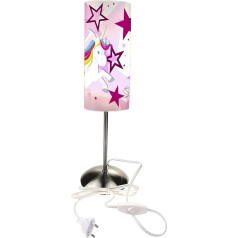 CreaDesign TI-1129-02 Unicorn Stars Rozā naktslampa bērnu istabai ar nosaukumu, bērnu galda lampa ar slēdzi kontaktligzdai, E14, 38 cm augsta