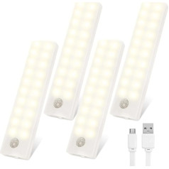 Tolare LED skapja apgaismojums ar kustības sensoru, regulējama spilgtuma gaisma skapī, 20 LED, gaisma zem skapja, sensora gaisma, gaisma skapī, nakts gaisma skapītim, kāpnēm, priekšnamam, silti balta (Pack