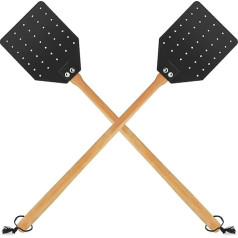 Dirza Fly Swatter Ādas mušu plāksteris iekštelpām un ārtelpām Liela izmēra mušu plāksteris ar valriekstu rokturi, 50 cm garš, paredzēts vabolēm, mušām, bitēm, odiem un odiem, 2 gab., melns, iepakojumā