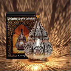 Aranp Oriental Lamp Gold 36 cm for Candles, Lamps E27 Socket and LED Fairy Lights Indoor and Outdoor Decoration Moroccan Lantern Arabic Lantern Weatherproof Garden Lantern