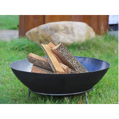 Köhko Marbela-XL Fire Bowl Aptuveni 55 x 55 x 23 cm Tērauds ar 3 kājiņām grilēšanas vakaram Dārza ugunskura grils Kempings Brīnišķīgs vakars pludmalē Dārza pagalms Patio Gill Evening