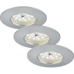 Briloner Leuchten 7231-039 LED Einbauleuchte, dimmbar, Strahler, Spots, Deckenstrahler, LED Einbaustrahler 230v, 5,5W, 470 Lumen, Badezimmer geeignet IP44, energiesparend, 3er-Set, rund, aluminium