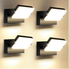 ledmo 4 Pack 60 W LED sienas lampas āra/iekšpusē 5000 lūmenu moderns sienas lampas āra siltā baltā krāsā 3000 K āra sienas lampas ar 360° pagriežamu LED paneli āra lampas ūdensizturīgs IP65 terases ieejai