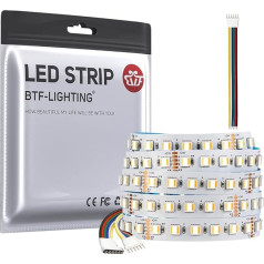 BTF-LIGHTING 5-in-1 RGBCCT 5050 5M 96LEDs/m 480LEDs RGB + Cool White + Warm White LED Strip DC24V IP30 nav ūdensnecaurlaidīgs White PCB 5 krāsas 1 LED istabai mājas dekorēšanai (tikai lentes)