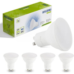 Eco.Luma GU10 LED spuldzes, 5W, aizvieto 35W 50W GU10 halogēno spuldzi, 450LM, bez apgaismojuma, GU10 LED spuldze, punktspuldze, 120° gaismas leņķis, 220-240V AC/DC, 5 gab. (DFM-GU10-8W-6000K)