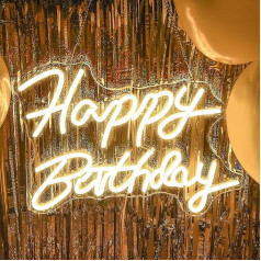 Happy Birthday Neon Sign White Neon Lights Powered by USB Neon Lights for Birthday Party Decorations LED Neon Sign with Switch for Wall Bedroom Birthday Gift (XD002)