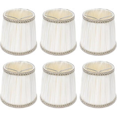 Tomotato Pack of 6 Small Lampshade, piestiprināms plisēts auduma abažūrs galda un stāvlampai, 4,1 collas augšā x 5,2 collas apakšā x 4,7 collas augstumā - bēšs