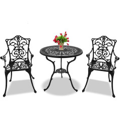 Centurion Supports Tabriz Garden Patio Set 1 Table and 2 Chairs Aluminium Bistro Set with Luxury Water Resistant Cushion Pads