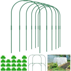 60-teiliges Gewächshaus-Reifen-Wachstumstunnel-Set, langlebig, Gewächshaus-Stützrahmen, Premium-DIY-Gartenreifen, Pflanzenstütze, Fiberglas-Reifen mit 18 Clips für Netze, Hochbeete