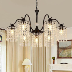 Ganeed Modern Crystal lustra matēts metāls Vintage karājas lampa ar piekaramo gaismu melna 7 gaismas