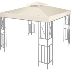 Flexzion 8x8 Gazebo Canopy rezerves vāks Ūdensnecaurlaidīgs vāks - divlīmeņu UV30 vāks nojumēm dārza terases pagalma teltīm (ziloņkaula)