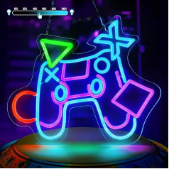 Laybasic Gamer Neon Sign Dimmable LED Light Reklāmas Sienas Rotājumi, USB spēļu istabas gaismas zīmes guļamistabai, spēļu istabai, spēlēm, zēniem (40 x 35 cm) (Gamepad)