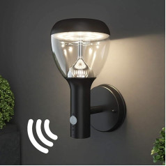 NBHANYUAN Lighting® LED āra lampas ar kustības sensoru un saulrieta slēdzi, āra sienas lampas, melns, nerūsējošais tērauds, 3000 K, silti balta gaisma, 220-240 V, 1000 lūmeni, 9,5 W, IP44 (ar PIR sensoru)