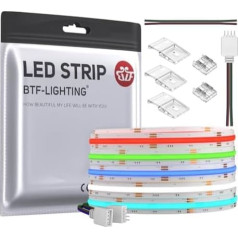 BTF-LIGHTING FCOB COB RGB elastīga augsta blīvuma LED sloksne 5 m 840 LED/M 4200 LED DC24 V 16 W/M IP30 nav ūdensizturīgs daudzkrāsains DIY mājas dekorēšanai (nav iekļauts barošanas avots un kontrolieris)