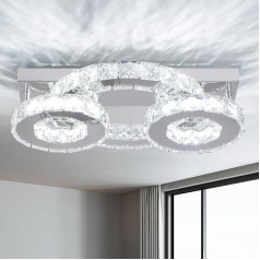 FRIXCHUR LED kristāla griestu gaisma 3 gredzeni Kristāla lustra Modernā griestu gaisma guļamistabai Ēdamistabai Dzīvojamā istaba (Cool White)