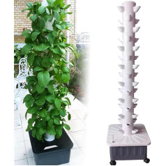 GYQSSD Hydroponik-Turm, 15 Etagen, 45 Löcher, Hydrokultur-Anbausystem-Sets, Garten-Aeroponik-Set Mit Beweglichem Wassertank Mit Pumpe, Selbstbewässernde DIY-Hydroponik-Werkzeuge Für Den Innenbereich