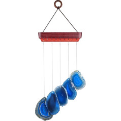 KYEYYGWO Blue Agate Discs Geode Wind Chime Sun Catcher Crystal Stone Chime Artwork for Home Garden Decoration 35-50 cm