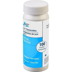 AGT Litmus Paper Pool: Set of 100 2-in-1 Water Test Strips for pH Value and Free Chlorine/Bromine (Laboratory Papers Pool, Quick Test Pool, Paper)