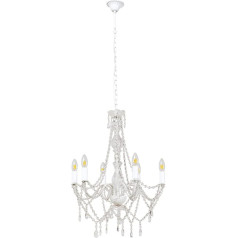 Kare Design Hängeleuchte Starlight Clear 6-Arm, moderner Kronleuchter, kleine Pendelleuchte mit Fassungen im Kerzendesign, Lüster, Kunstkristalle (H/B/T) 70x55x55cm