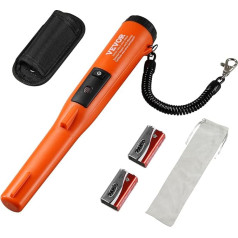 VEVOR Metal Detector Pinpointer IP68 Complete Waterproof Metal Detector 11 cm Detection Depth Propointer Treasure Hunt with 3 Modes LCD/Sound/Vibration/Sound + Vibration 9 V Battery and Velvet Bag