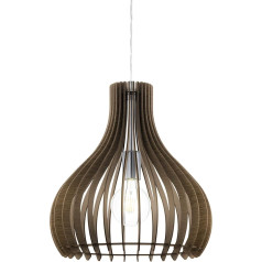 EGLO Pendelleuchte Tindori, 1 flammige Hängelampe Vintage, Hängeleuchte aus Stahl und Holz in Nickel-Matt, Braun, Esstischlampe, Wohnzimmerlampe hängend mit E27 Fassung, Ø 38 cm