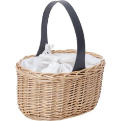 YRMT Wicker Basket Picnic Basket with Handle, Small Woven Storage Basket, Wicker Basket with Liner, Easter Candy Basket, Empty Gift Basket, 9 x 7 x 5.5 Inch