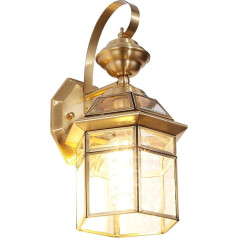 Amerikanische einfache goldene Wandlaterne H65 Messing Lampenkörper Patio Light Mit transparentem Glaslampenschirm Wandleuchte IP65 wasserdichte und rostfreie Wandleuchte