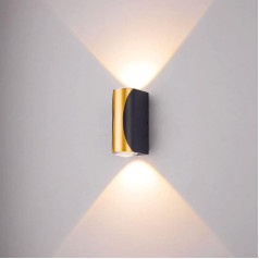 WFZRXFC Nordische kreative geometrische Formen Wandhalterung Licht LED6W leuchtet auf und ab Wandleuchte Schwarzgold Aluminium mattiert Außenwandleuchte Licht Innen- und Außenveranda