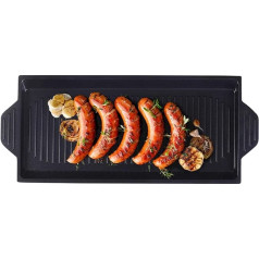 Artestia Griddle panna nepielipīga 45 x 19 cm lieta alumīnija panna ar rokturiem bekona, steiku, gaļas grilēšanai, kempingiem un grilēšanai uz grila, viegli tīrāma trauku mazgājamā mašīnā un viegli tīrāma