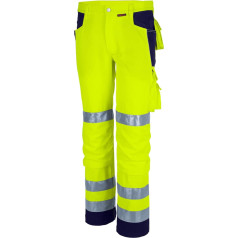 Qualitex Hi-Vis bikses Pro MG 280 g - Unisex darba bikses - DIN sertificētas vīriešu un sieviešu darba bikses ar augstu redzamības līmeni profesionāļiem