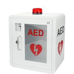 Wandmontierter AED-Schrank, Aufbewahrungsschrank für AED-Defibrillatoren mit Alarm-Notfall-Blitzlicht, abgerundete Sicherheitsecken, passend für alle Cardiac Science-, AED-Defibrillator-