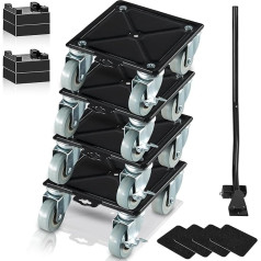 VEVOR 4-Piece Furniture Transport Set Furniture Rollers Max. Load Capacity 454 kg Furniture Castors Carbon Steel with 4 PP Wheels Transport Roller Moving Aid Furniture Transport Aid