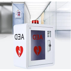 QIANMEI AED-Schrank, Wandschrank for Erste-Hilfe-AED-Defibrillatoren, Metall-Stahlplatte Mit Alarm Und Licht, for Zuhause, Büro, Krankenhaus Und Öffentliche Orte