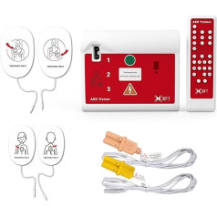 AED Trainer XFT 120C, pirmās palīdzības apmācības mācību ierīce, 10 dažādi scenāriji, franču/angļu valodas balss norādījumi ar tālvadības pulti, pārnēsājama AED mācību ierīce ar CPR mācību ierīces iekārtu