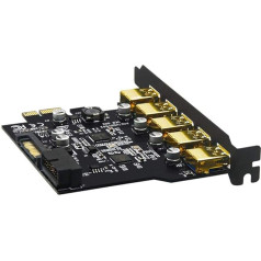 YABOANG USB 3.0 PCI-E karte, USB 3.2 Gen1PCI Express 5 pieslēgvietu karte, joslas platums līdz 5 Gbps, 2 USB 3.0 pieslēgvietu paplašinājums priekšējam panelim darbvirsmas datoram ar Win 10/8/8.1/7/7/XP