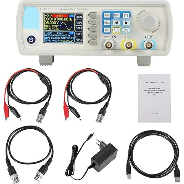 JDS6600 DDS-Semaphor-Generatorzähler Digitale Steuerung Sinusfrequenz AC100-240V Generatorfrequenzmesser DDS-Generatorquellenmodul-Frequenzzähler (Europos standartas 60HZ)