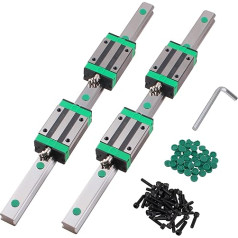 CNCYEAH Linear Guide Set 2 Pieces HGR25 Linear Rail 300 mm Linear Guide Rail + 4 Pieces HGH25CA Sliding Block + Linear Motion Cover C6 + M6 x 16 mm Screw for 3D Printer CNC Machine