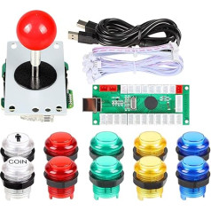 EG STARTS Nullverzögerung USB Encoder zu PC Spiele Red Joystick + 10x LED beleuchtet 5V Druckknöpfe für Arcade Joystick DIY Kits Teile Mame Raspberry Pi 2 3 3B