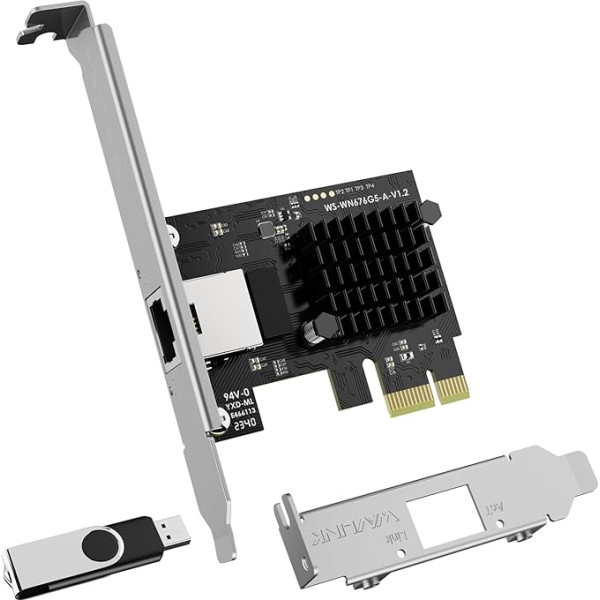 WAVLINK 5G Base-T PCIe tīkla karte, 5000/2500/1000Mbps PCI Express Ethernet adapteris ar RTL8126, 5G NIC Windows 11/10/8/8.1/7 un Linux ar zema profila kronšteinu