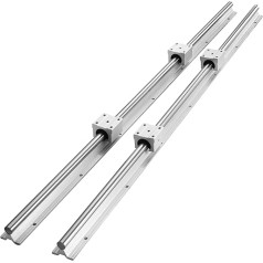 VEVOR Linear Guide Linear Rail 2 Pieces SBR20-1000 mm Carbon Steel Aluminium Guide Rail with 4 Pieces SBR20UU Slide Blocks Linear Bearing Block CNC Parts for 3D Printer Milling / Lathe Machine