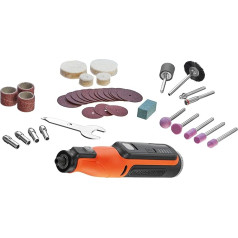 Black+Decker akumulatora daudzfunkcionālais instruments ar 36 piederumiem BCRT8I (7,2 V, 1,5 Ah, universāla smalka urbjmašīna ar LED apgaismojumu, paredzēta griešanai, slīpēšanai, pulēšanai un slīpēšanai, ar USB