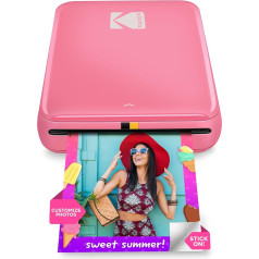 KODAK Step Instant Photo printeris ar Bluetooth/NFC, ZINK tehnoloģiju un Kodak lietotni iOS un Android (rozā krāsā) drukā 2 x 3 collu pašlīmējošās fotogrāfijas