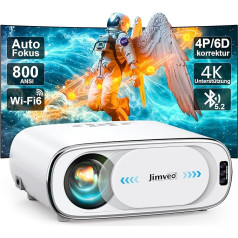 Projektora automašīnas objektīva vāciņš/autofokuss: Automobiļu 6D trapeces korekcijas projektors 4K WiFi6 Bluetooth Jimveo 25000L 1080P Full HD portatīvais projektors Āra 300 collu displejs Mājas kino ar tīkla kabeli