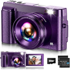 Digitālā kamera, 4K UHD foto kamera ar autofokusu un 32G karti