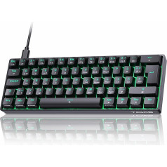 TMKB T61SE spēļu mehāniskā tastatūra ar vācu QWERTZ izkārtojumu, sarkans slēdzis, melna krāsa