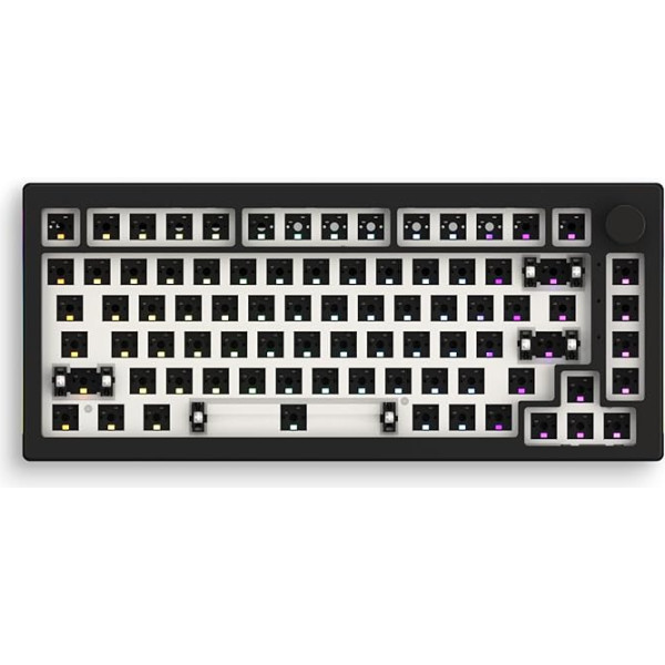 Akko 5075S Barebone tastatūra, 75% Gasket tastatūra, DIY spēļu tastatūras komplekts, atbalsta QMK/VIA programmējamu ar pogu, Hotswap, uz dienvidiem vērsts RGB fona apgaismojums Win/Mac (ASV izkārtojums, melna)