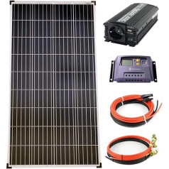 solartronics Komplekts 1 x 140 vatu poli saules paneļu komplekts 600 W sprieguma pārveidotājs 10 A lādēšanas kontrolieris Dzeltena fotoelementu salu sistēma